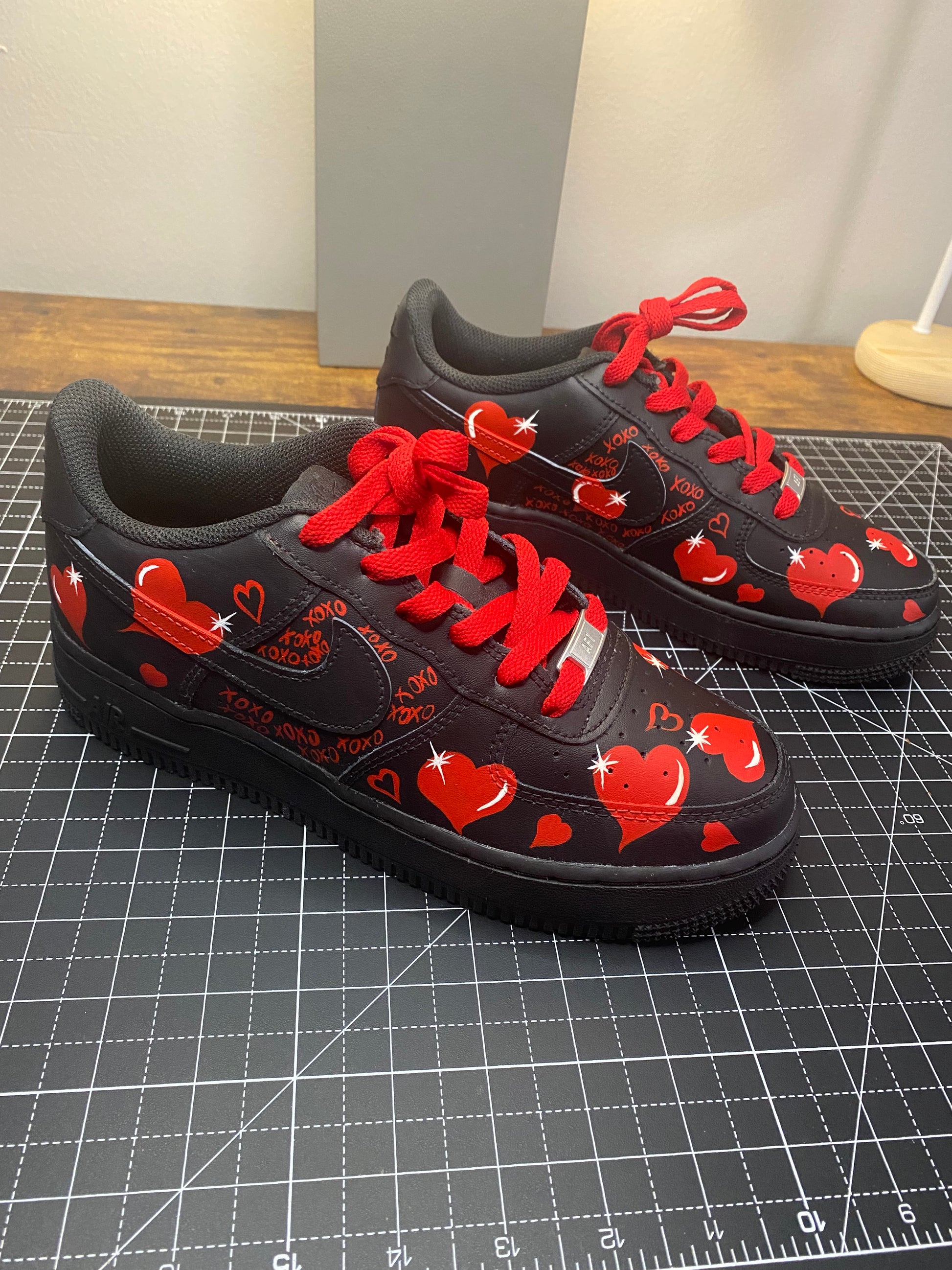 Red pattern drip AF1 customs