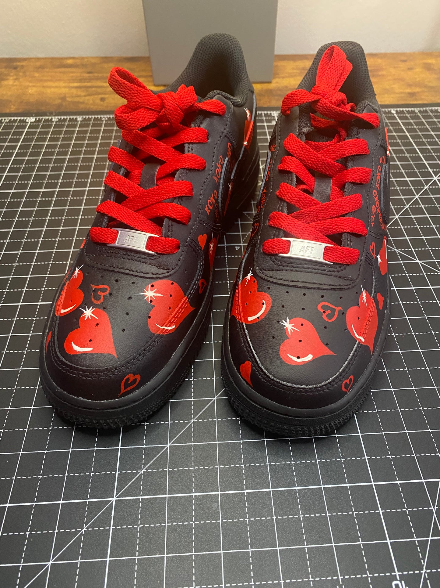 Red pattern drip AF1 customs