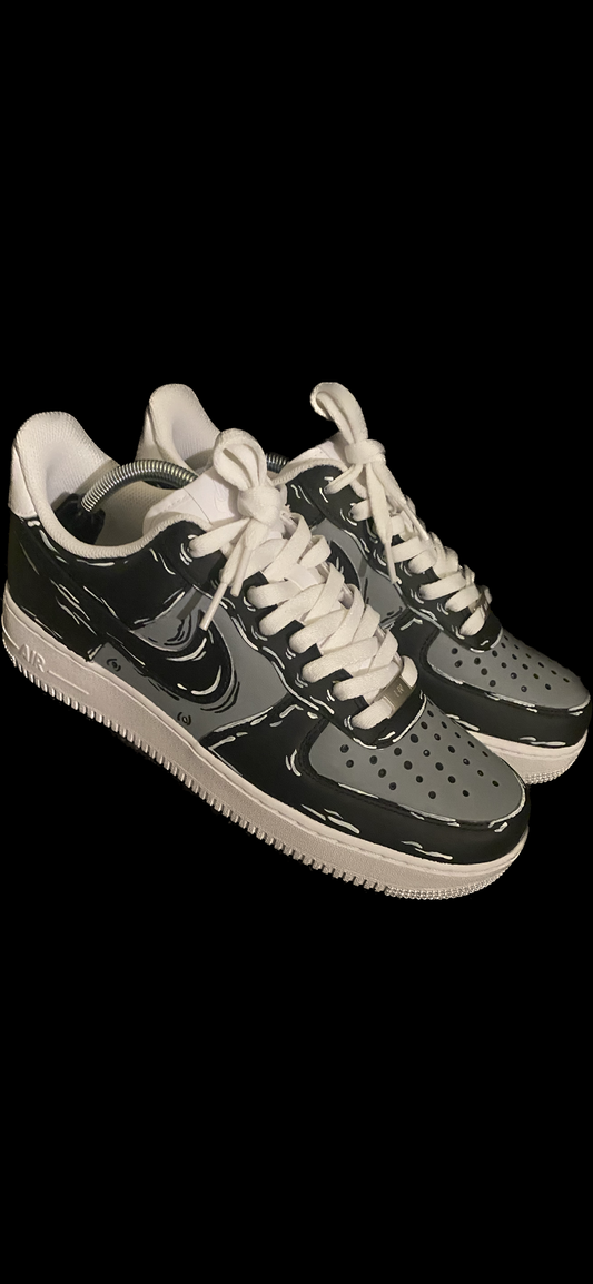 Cartoon AF1's Black & Grey